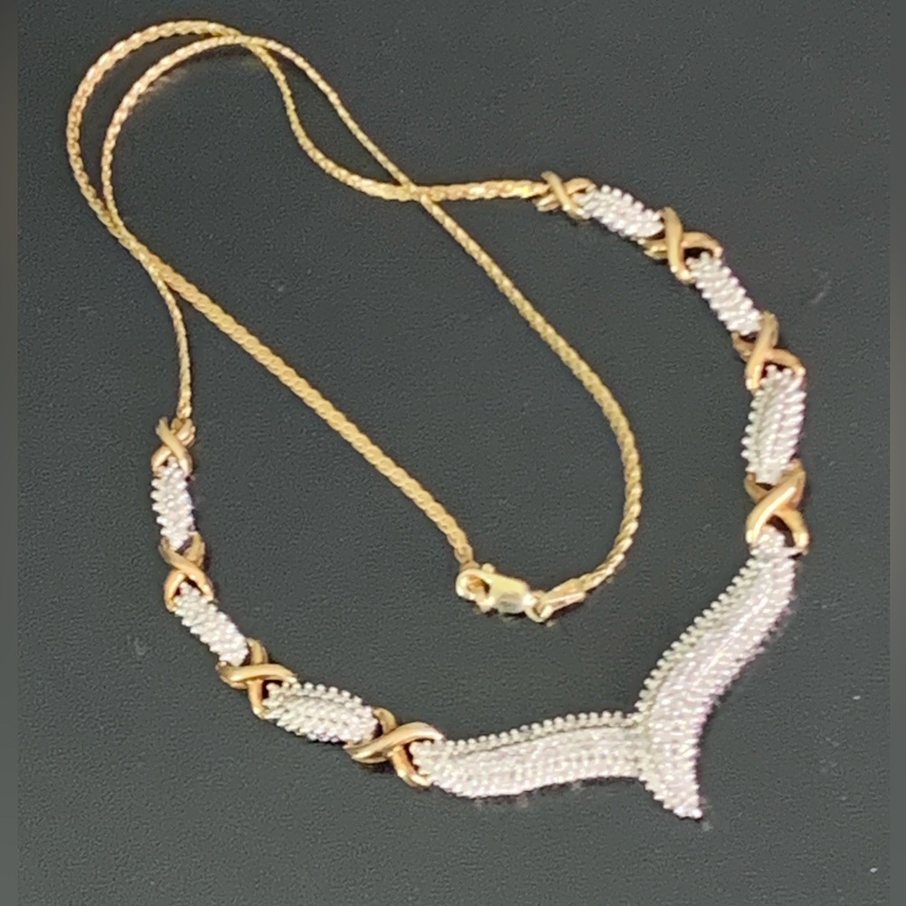 GENUINE Diamond Necklace, Solid 14K Gold Over Solid Sterling Silver